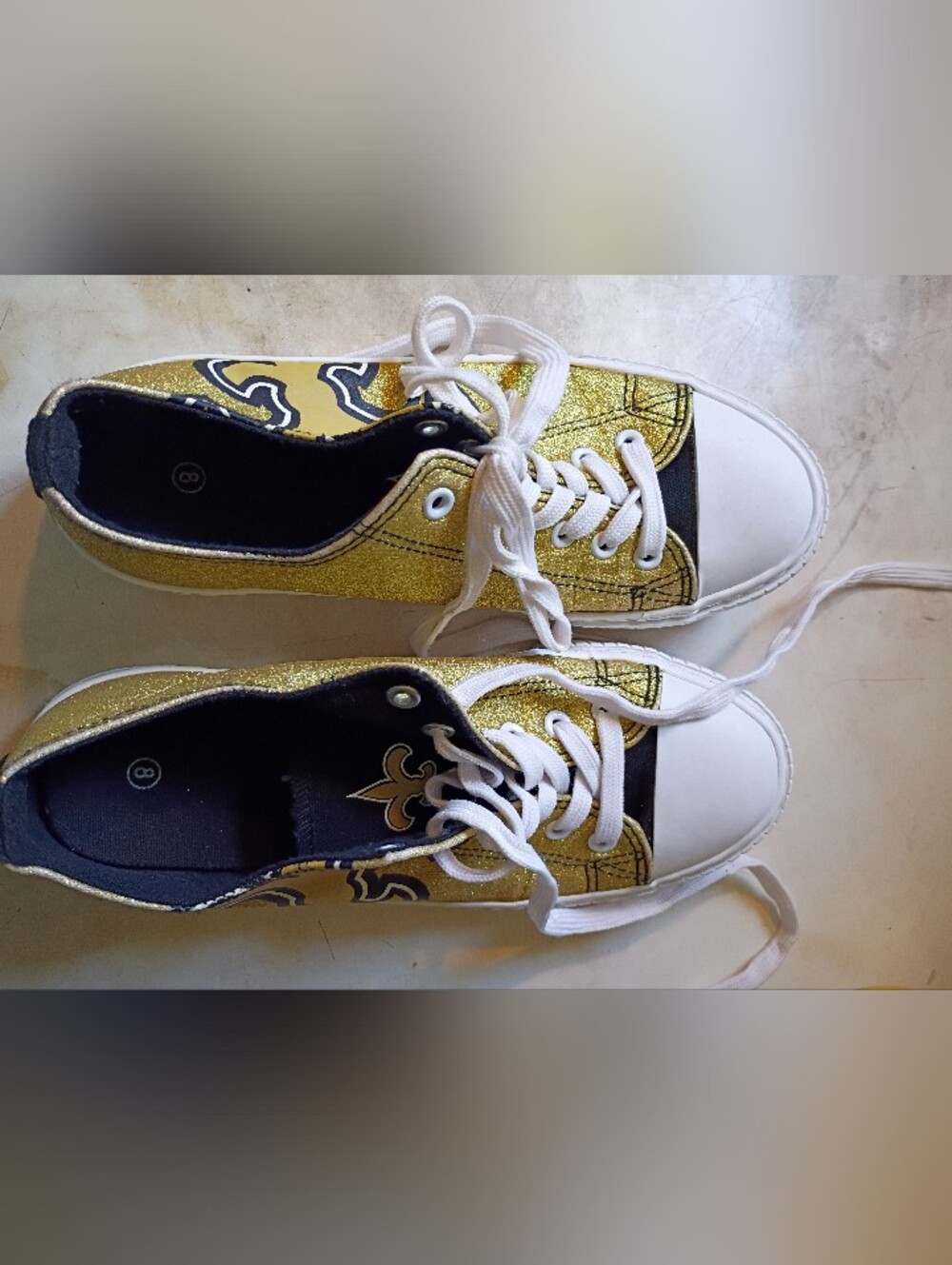 FOCO New Orleans Saints Gold Glitter Lace-Up Athletic Sneakers - Women's